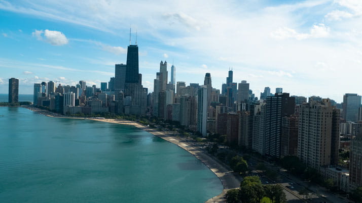 Chicago skyline from Lake Michigan